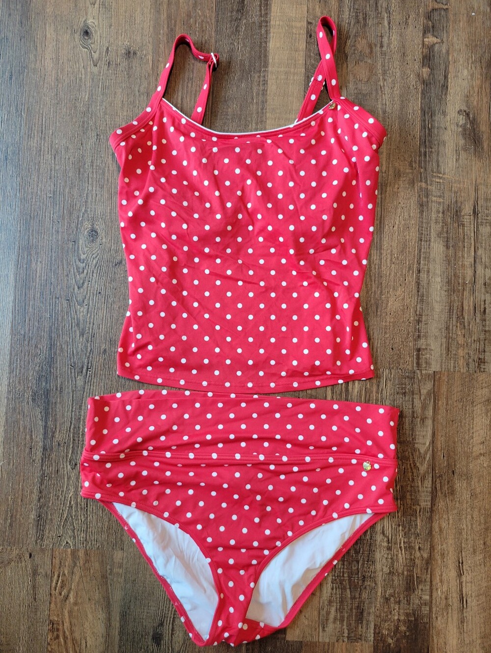 Figleaves Red White Polka Dot Underwire Tankini 2 Piece Swimsuit